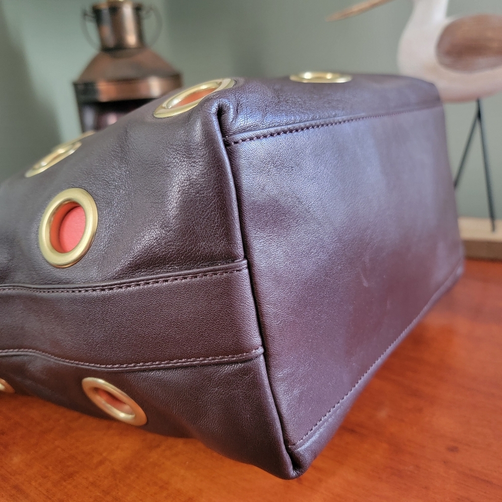 Coach 21181 Legacy Grommet Duffle Brown Orange Leather Shoulder Bag Y2K - Picture 10 of 16